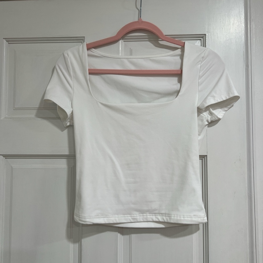 White Square Neck Women's Top